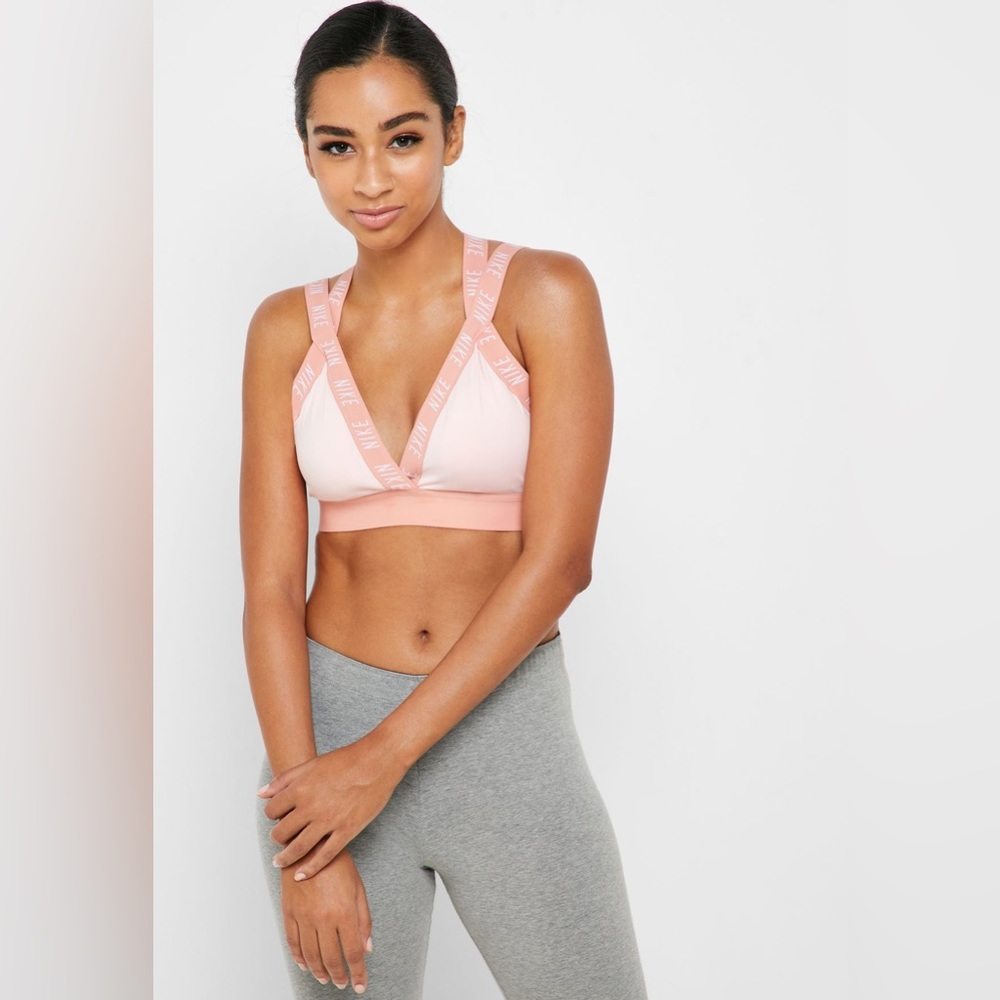Nike Indy Logo light support pink sports bra